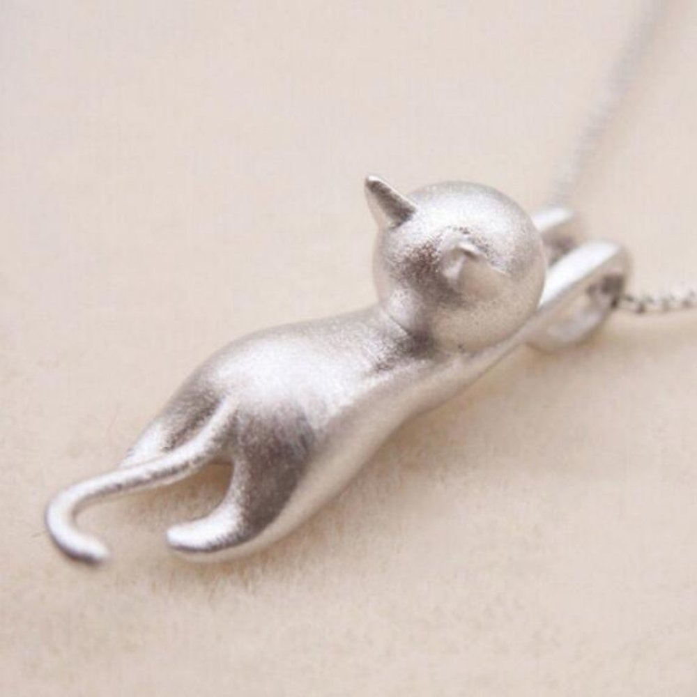 NEW 925 Sterling Silver Cute Cat Necklace - Picture 6 of 6